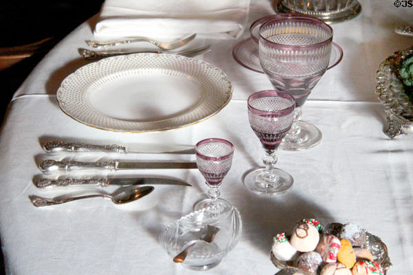 Dining room place setting at Tudor Place. Washington, DC.