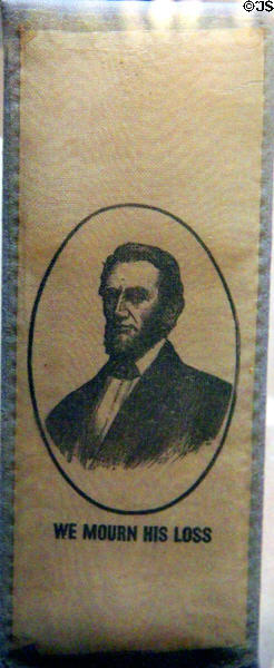 Lincoln mourning ribbon with photo at House Where Lincoln Died. Washington, DC.