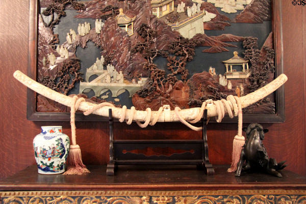 Japanese Samurai ceremonial sword in ivory case was gift from Emperor of Japan while Anderson was American ambassador to Japan at Anderson House Museum. Washington, DC.