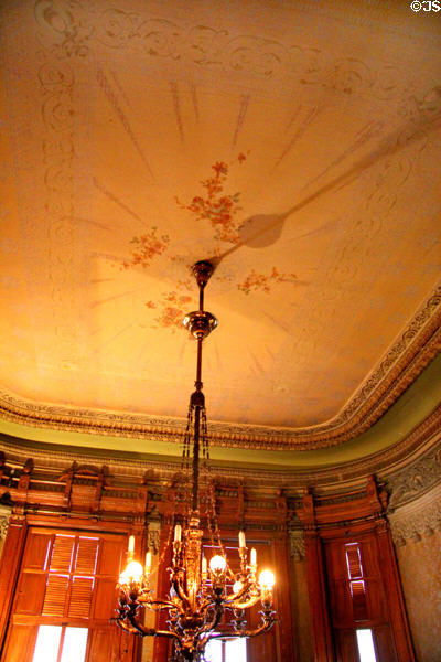 Sitting room ceiling decorations & hanging lamp at Christian Heurich Mansion. Washington, DC.
