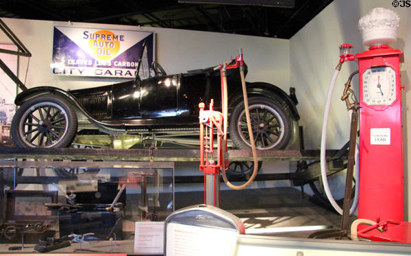 Ford Model T roadster (1926) in an historic garage at National Museum of American History. Washington, DC.