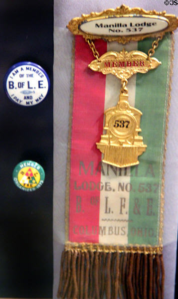 Brotherhood of Locomotive Firemen & Enginemen union ribbons at National Museum of American History. Washington, DC.
