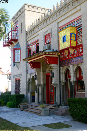 Villa Zorayda (1883) was winter home of Boston millionaire Frank Smith, a replica of a wing of the Alhambra Palace. St Augustine, FL. Style: Moorish. Architect: Frank Smith. On National Register.