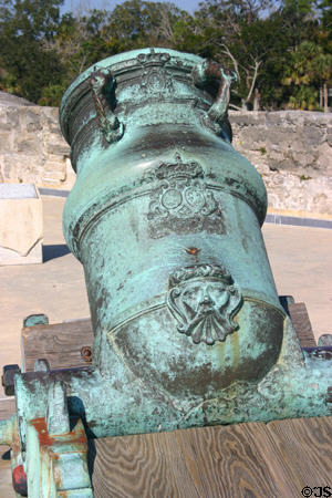 Mortar in cannon collection at Castillo de San Marcos. St Augustine, FL.