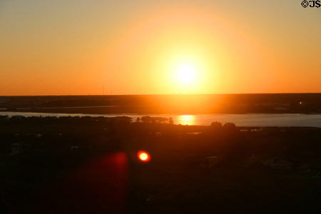 Setting sun from top of St. Augustine Lighthouse. St Augustine, FL.