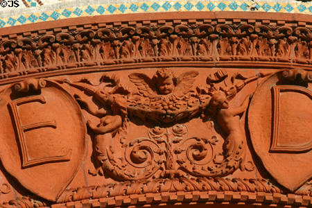 Detail of molded archway of Ponce de Leon Hotel. St Augustine, FL.