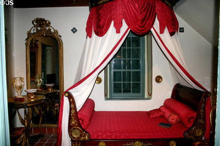 French bed of Napoleon era in Murat House at Old St. Augustine Village. St Augustine, FL.