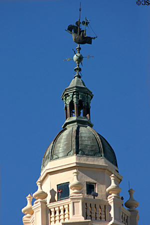 Ship weather vane atop Freedom Tower. Miami, FL.