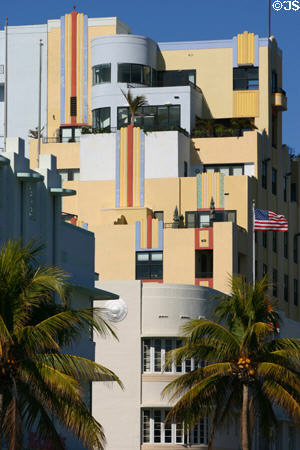 Art Deco colors of Netherland Hotel. Miami Beach, FL.