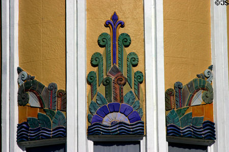 Art Deco detail of Cadet Hotel at James & 17th. Miami Beach, FL.