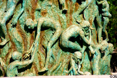 Even when climbing from flames, victims help each other at Holocaust Memorial. Miami Beach, FL.