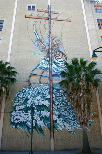 Southern Bell AT&T Building (1925) (45 North Magnolia Ave.) with Wave of Communication mural (1997) by Don Reynolds. Orlando, FL.