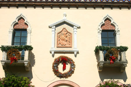 Details of Venetian-style villa at Peruvian Av. & Cocoanut Row. Palm Beach, FL.