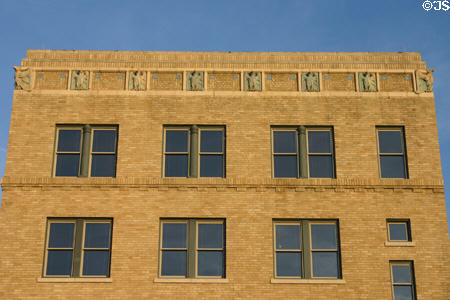 Brick building on Monroe Street with tile eagles (c1920s). Tallahassee, FL.