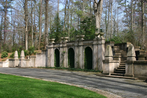 Formal driveway architecture of Swan House at Atlanta Historical Museum. Atlanta, GA.