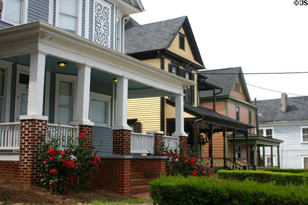 Queen Anne houses built by whites (c1900) which became a black area (c1910) & are now the core of M.L. King Preservation District. Atlanta, GA.