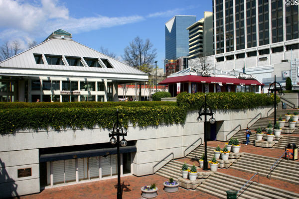 Steps of Underground area of Atlanta, where shops & activities occupy old rail station area. Atlanta, GA.