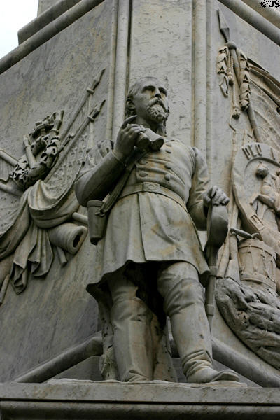Statue of general with binoculars on Civil War Memorial to Confederacy. Augusta, GA.