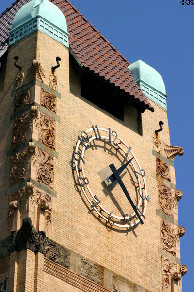Clock tower detail of old Chatham County Courthouse. Savannah, GA.