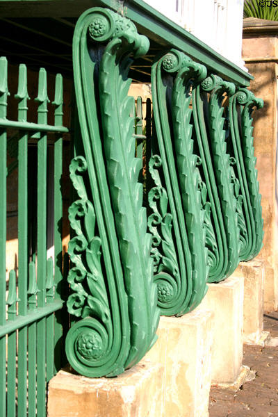 Cast iron support details of side porch of Owens-Thomas House. Savannah, GA.