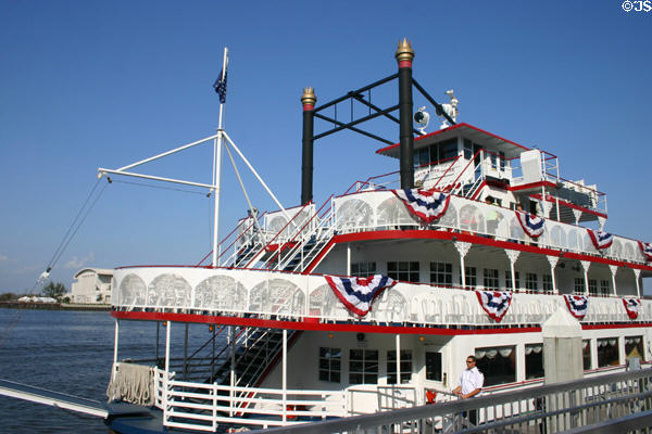 Savannah River Queen decorated like steam river boats of bygone era. Savannah, GA.