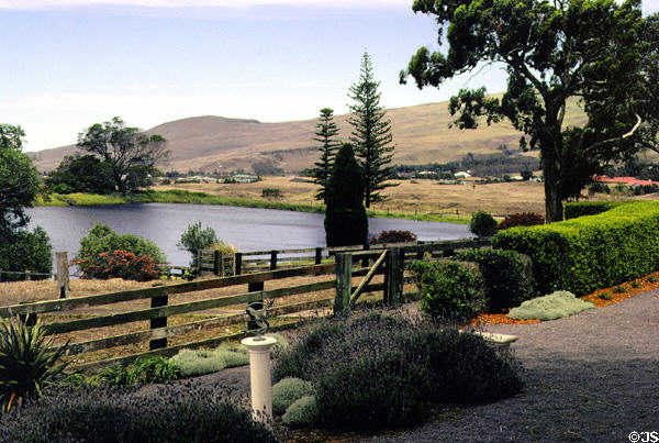 Pond on Parker Ranch, largest ranch in USA, Kamuela. Big Island of Hawaii, HI.
