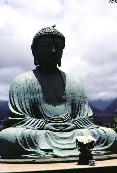Buddha statue at Jodo Mission in Lahaina, largest outside of Japan. Maui, HI.