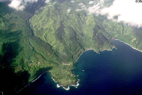 Aerial view of Hana Maui's Coast Road. Maui, HI.
