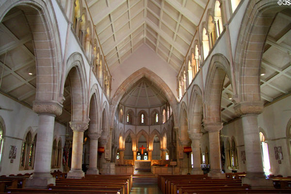 Gothic interior of St. Andrew's Cathedral. Honolulu, HI.