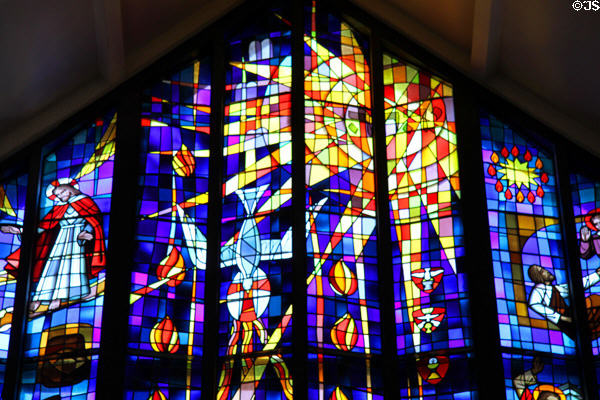 The sun & holy spirit on St Andrew's Cathedral's Great West Window. Honolulu, HI.