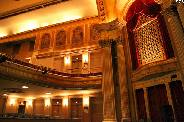 Interior side wall with balcony in Hawaii Theatre. Honolulu, HI.