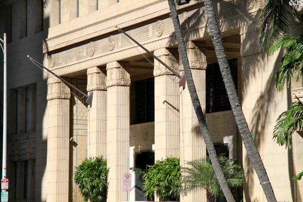 Alexander & Baldwin Building decorated with sugar motifs. Honolulu, HI.