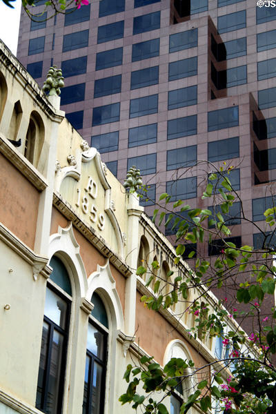 Heritage building (1859) contrasts with 1132 Bishop St. Honolulu, HI.