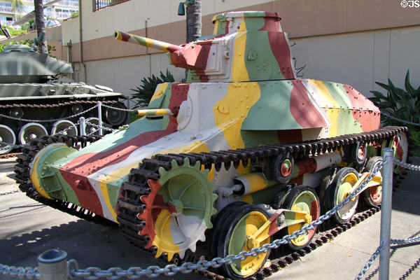 Japanese light tank (1940s) from above at U.S. Army Museum. Waikiki, HI.