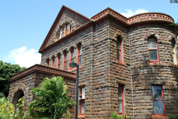 Bishop Hall at Bishop Museum. Honolulu, HI. Style: Richardsonian Romanesque.