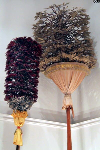 Kāhili royal feather standard of Princess Victoria Kamāmalu & funerary Kāhili of Princess Bernice Pauahi Bishop (1884) at Bishop Museum. Honolulu, HI.