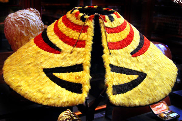 Feathered cape ('ahu'ula) gift of Kamehameha IV to Lady Franklin (1861) at Bishop Museum. Honolulu, HI.