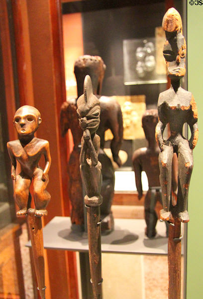 Hawaiian wooden guardian spirits at Bishop Museum. Honolulu, HI.