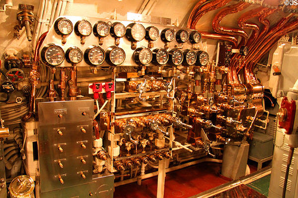 Command control panels of USS Bowfin Submarine. Honolulu, HI.