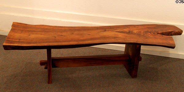 Koa wood bench at Kualoa Ranch. HI.