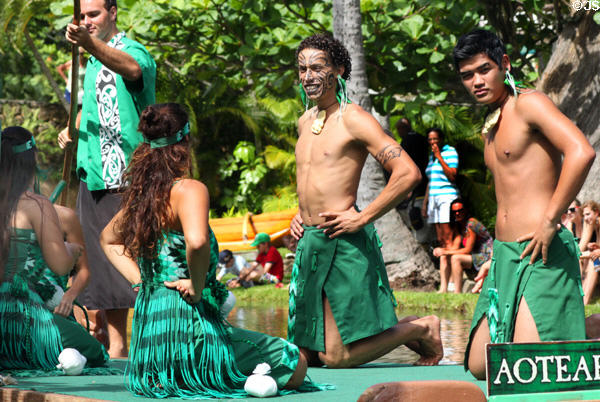 New Zealand performers in Rainbows of Paradise show at Polynesian Cultural Center. Laie, HI.