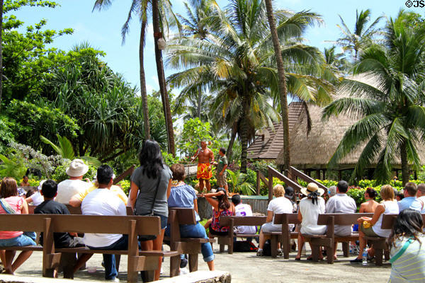 Cultural demonstration at Polynesian Cultural Center. Laie, HI.