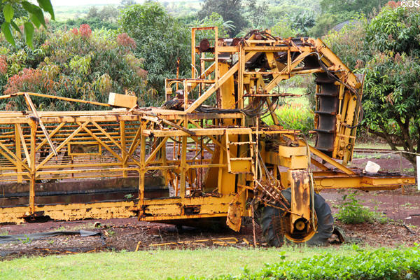 Details of self propelled pineapple harvester at Dole Plantation. HI.