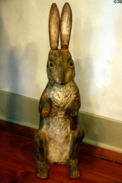 Carved rabbit at Amana Heritage Museum. Amana, IA.