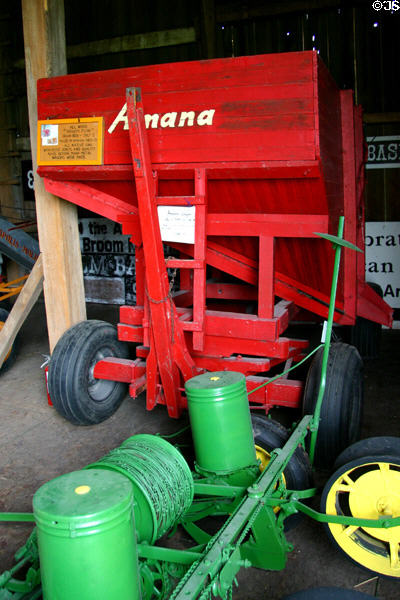 Wood gravity flow grain box wagon made in Amana (c1969) at OPA's Tractor Barn Museum. West Amana, IA.