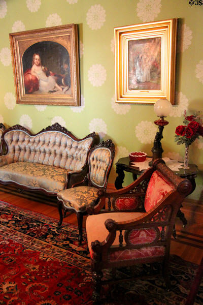 Settee & chairs in parlor at Dodge House. Council Bluffs, IA.