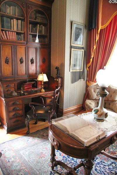 Desk & table in library at Dodge House. Council Bluffs, IA.