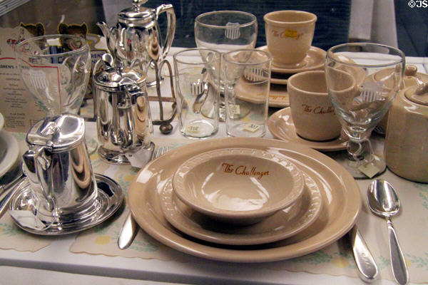 The Challenger dining service place setting at Union Pacific Railroad Museum. Council Bluffs, IA.