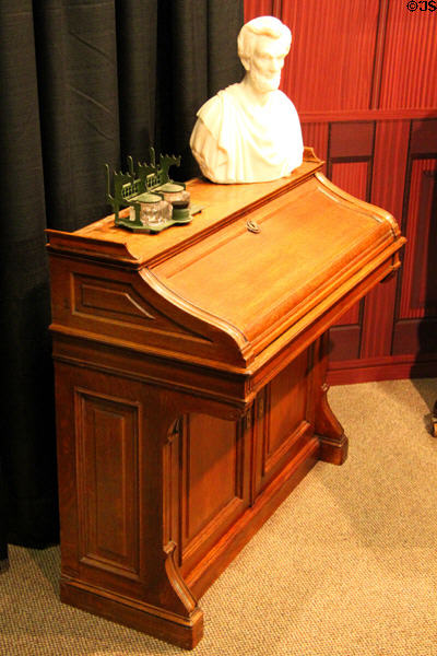 Desk & inkwell from Abraham Lincoln's rail car at Union Pacific Railroad Museum. Council Bluffs, IA.