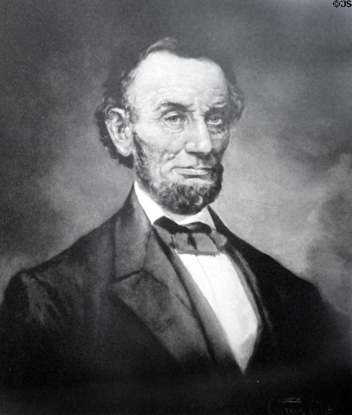 Portrait of Abraham Lincoln at Union Pacific Railroad Museum. Council Bluffs, IA.